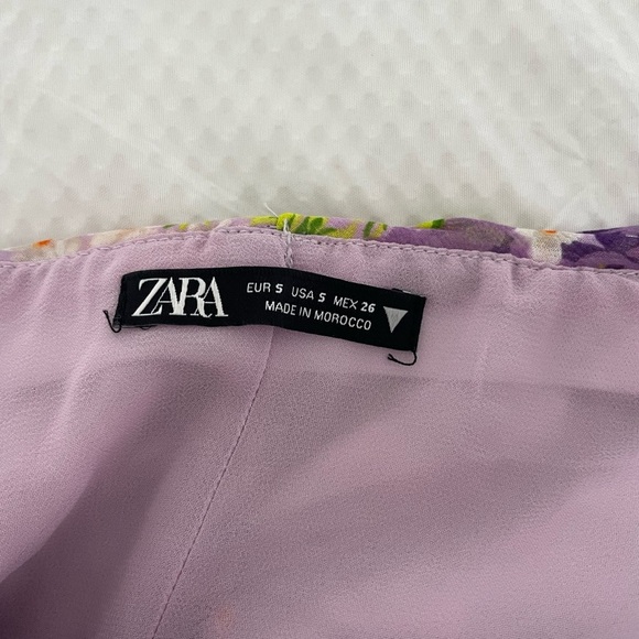 Zara Purple and Yellow Floral Ruched Crop Camisole Sleeveless Top - Picture 7 of 8